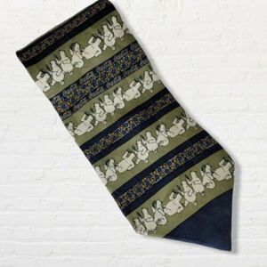 Coca Cola Silk Tie Polar Bear Coke Logo Pattern Green and Blue 100% Silk